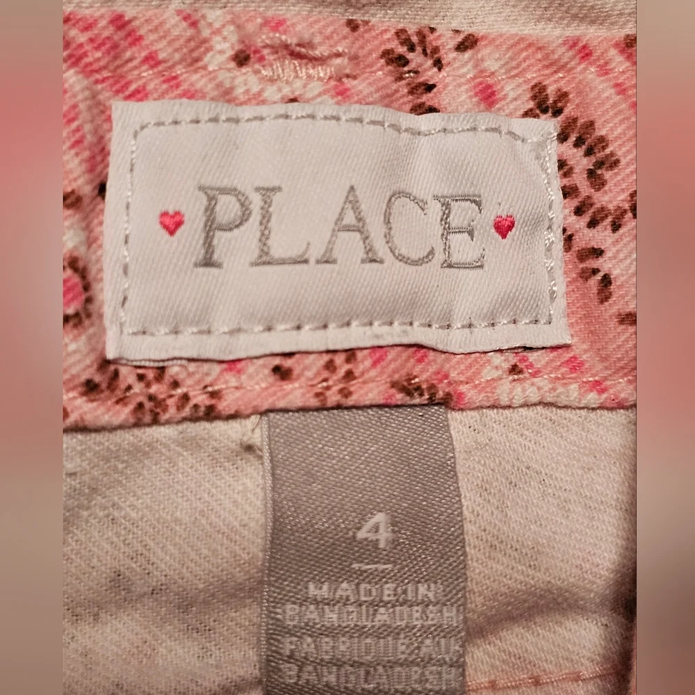 The‎ Children's Place Pink Paisley Denim Overalls Size 4 Romper